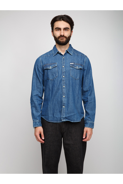 Guess Jeans Erkek Slim Fit Denim Gömlek