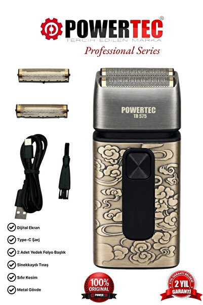POWERTEC TR-575 Profesyonel Usb Şarjlı Günlük Sakal Sinekkaydı Tıraş Makinesi...