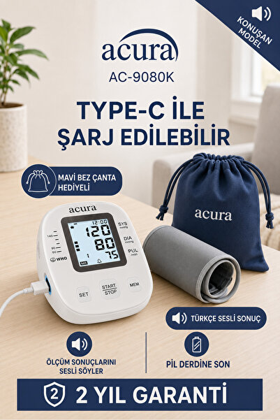 Acura AC-9080K Şarjlı Türkçe Konuşan Koldan Tansiyon Aleti – Çanta Hediyeli