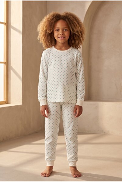 Katia&Bony Polka Dot Pattern Children's Pajama Set Ecru