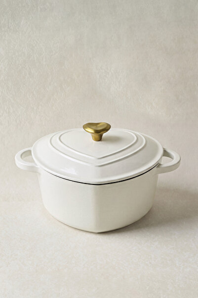 Karaca Love Iron Cast Enamel Pot White 18cm