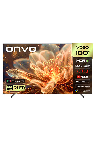 ONVO 100VQ90F3UB 100’’ 254 Ekran Uydu Alıcılı 4K Ultra HD QLED Google TV