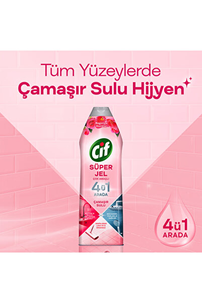 Cif Jel Tüm Yüzeyler Çiçek Ferahlığı Yüzey Temizleyici Çamaşır Suyu Katkılı 750 ml x4