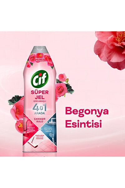 Cif Jel Tüm Yüzeyler Çiçek Ferahlığı Yüzey Temizleyici Çamaşır Suyu Katkılı 750 ml x4