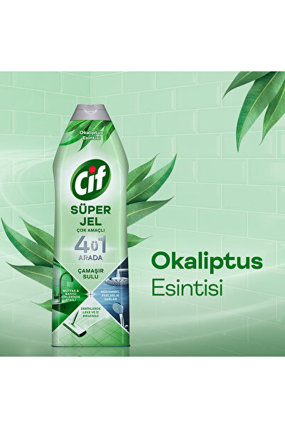 Cif Tüm Yüzeyler Için Jel Yüzey Temizleyici Leke Çıkarıcı, Yağ Çözücü Bahar Ferahlığı 750 MLX4