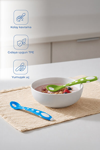 Babyjem Silicone Feeding Spoon Green - Blue