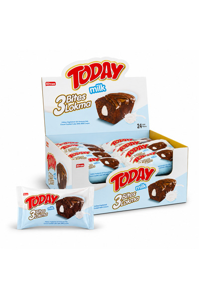 Elvan Today 3 Bites Sütlü Kek 40 Gr. 24 Adet (1 Kutu)