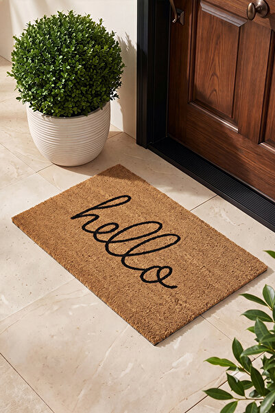 Koza Home Coco Hello El Yazısı Kıl Kapı Önü Paspası 40x60 3681