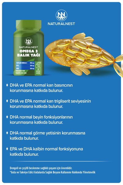 Naturalnest Omega 3 Balık Yağı EPA-DHA - 780 mg - 30 Kapsül