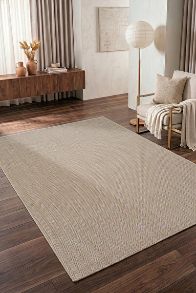 Koza Halı Fresco Ekru Natural İskandinav Jüt Yıkanabilir Halı Kilim Balkon Te...