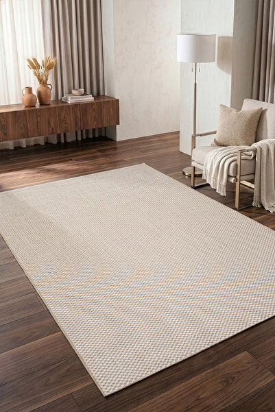 Koza Halı Fresco Ekru Natural İskandinav Jüt Yıkanabilir Halı Kilim Balkon Te...