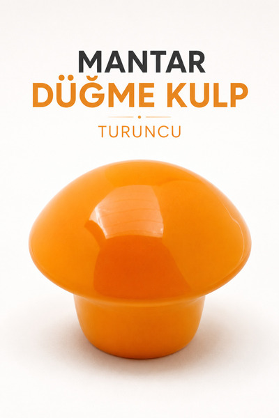 Badem10 Mantar Düğme Metal (TURUNCU) Yuvarlak Çocuk Odası Mobilya Mutfak Çekm...