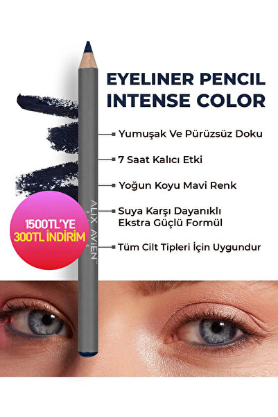 Alix Avien Suya Dayanıklı Yoğun Pigmentli Kremsi Kolay Sürüm Lacivert Göz Kal...