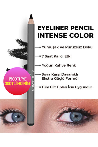 Alix Avien Suya Dayanıklı Yoğun Pigmentli Kremsi Kolay Sürüm Siyah Göz Kalemi...