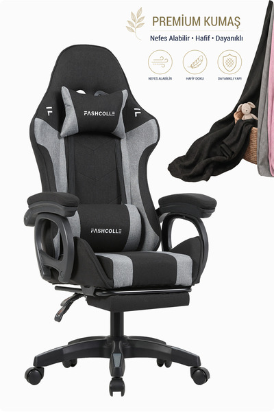Fashcolle Dynamic Air Kumaş Grey Masajlı Oyuncu Koltuğu