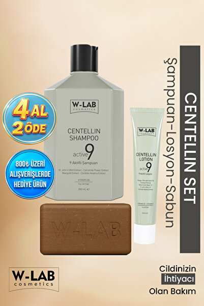 W-Lab Cosmetics Centellin Set Şampuan - Losyon - Sabun / Egzama, Pullanma, Se...