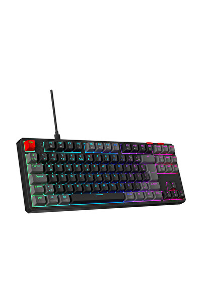Rampage Yoru TKL Siyah/Gri Outemu Red Swich Mekanik Rgb Oyuncu Klavyesi Kablolu Hot Swap Q Türkçe