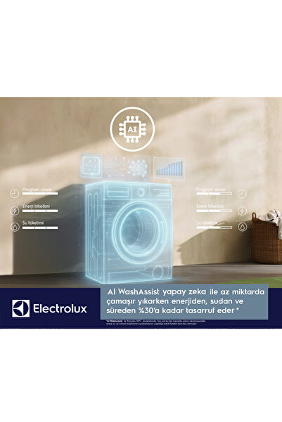 Electrolux EW6F8492T AI WashAssist 9 kg 1400 Dev A Sınıfı FullWash45' Programlı Inverter Çamaşır Makinesi