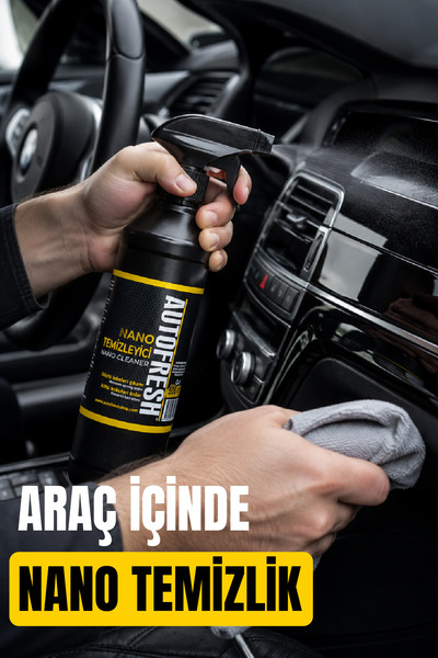 AutoFresh Nano Temi̇zleyi̇ci̇ 500 Ml Set Yeni̇ Formül Güçlü Etki̇ Mi̇krofi̇ber Bez Ve Firça