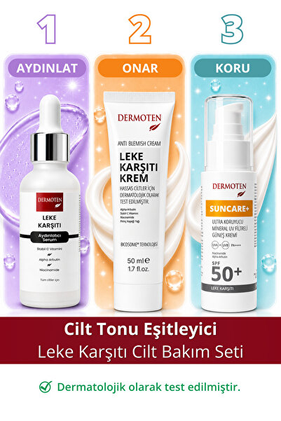 Dermoten Leke Karşıtı Cilt Bakım Seti | Cilt Tonu Eşitleyici Aydınlatıcı & Ca...