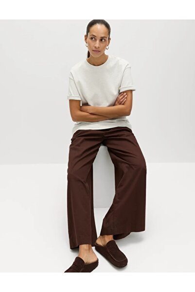 Marks & Spencer Reines Baumwoll-T-Shirt mit Rundhalsausschnitt und Oversize-S...