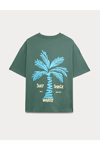 Marks & Spencer Чисто памучна тениска с хавайска сърф графика (6-16 години)