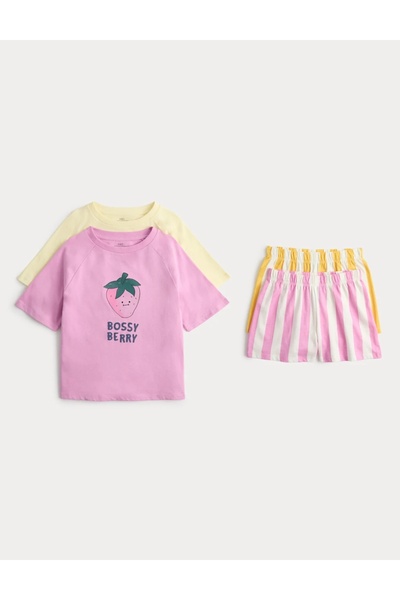 Marks & Spencer 2 Pack Pure Cotton Pyjama Sets (1-8 Yrs)