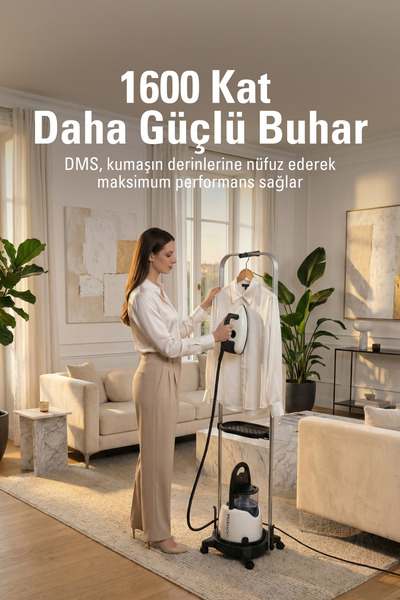 LAURASTAR Lift Buhar Kazanlı Ütü - Beyaz (%100 Kuru Buhar Teknolojisi, %50 Zaman Tasarrufu)