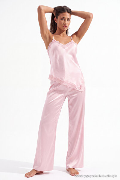 Trendyol Collection Powder Lace Detailed Satin Woven Pajama Set Thmss26Pt00210