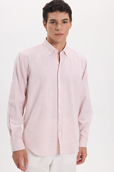 Tudors Men's regular fit comfortable cut 100% cotton linen effect sleeve fold...