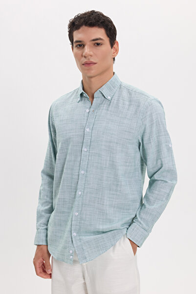 Tudors Men's Regular Fit Comfortable Cut 100% Cotton Linen Effect Plain Green...