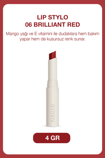 Farmasi Saten Bitişli Nemlendirici Kırmızı Ruj | Lip Stylo - 06 Brilliant Red