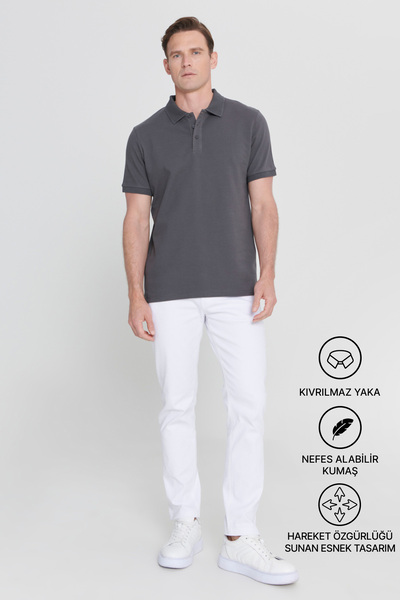 ALTINYILDIZ CLASSICS Ανδρικό μπλουζάκι ανθρακί 100% βαμβακερό, χωρίς τσάκιση,...