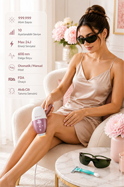 Bright Elegance BE-9020 IPL Lazer Epilasyon 999.999 Atım Manuel/Otomatik Mod Cilt Sensörlü 10 Kademe Ağrısız Lazer