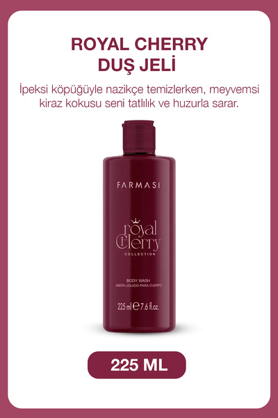 Farmasi Royal Cherry Duş Jeli 225 ml | Meyvemsi Kiraz Kokulu İpeksi Köpüklü D...