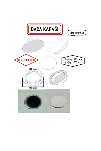 Universal Soba Bacası Kapatma Kapağı Sert Plastik Düz Model Beyaz Renk 1 Adet