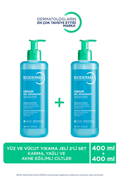 Bioderma Sebium Foaming Gel Yüz Temizleme Jeli 400 ml İkiz Set