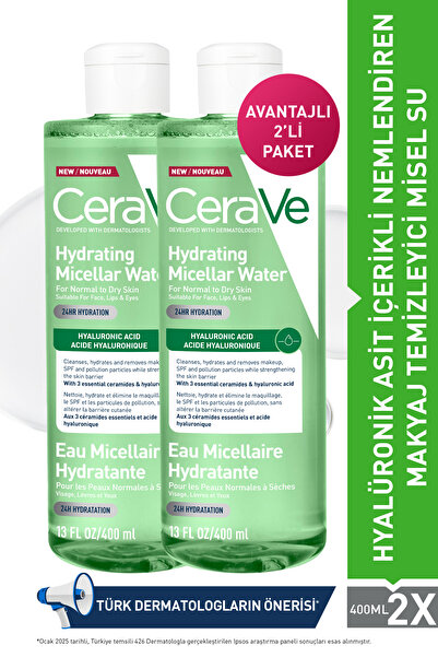 CeraVe Hyalüronik Asit İçerikli Nemlendiren Makyaj Temizleyici Misel Su 400 m...