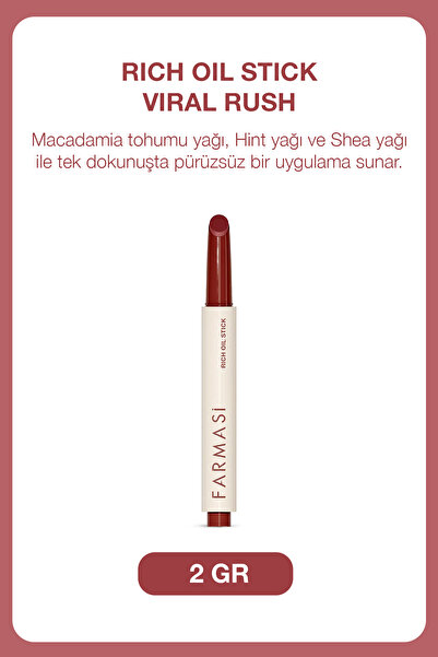 Farmasi Sıcak Mercan Pembe Parlak Bitişli Nemlendirici Ruj | Rich Oil Stick -...