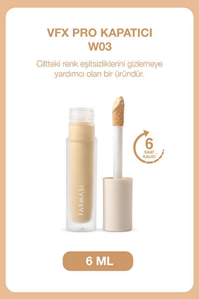 Farmasi VFX Pro Likit Concealer W03 6 ml | Hyalüronik Asit İçeren Aydınlık Gö...