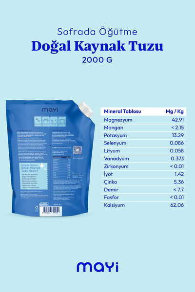 Mayi Tuz Mayi Doğal Salamura (Sofrada Öğütme) Tuzu 2 Kg