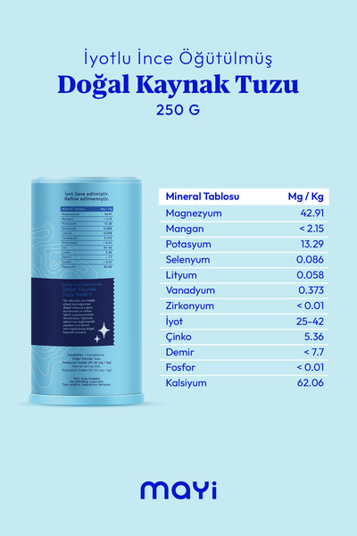 Mayi Tuz Mayi Öğütülmüş Sofra Tuzu (İyot İlaveli) 250 gr