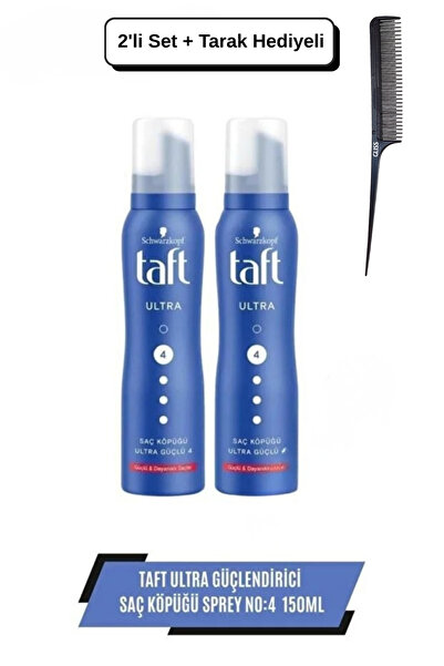 Taft Ultra Güçlendirici 150 ml Saç Köpüğü X 2Adet + Tarak Hediyeli