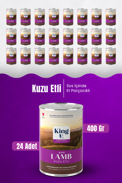 King Et Parçacıklı Kuzu Etli Yavru Köpek Konserve 400 Gr*24 ADET