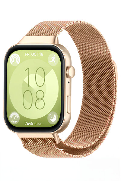 Fibaks Huawei Watch Fit 3/4/4 Pro/5/5 Pro Uyumlu Metal Hasır Örgü Mıknatıslı ...