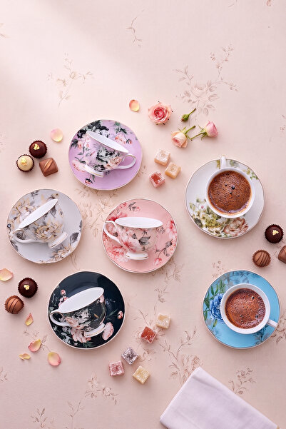 Aryıldız Secret 6-Person Porcelain Coffee Cup Set -90 ml
