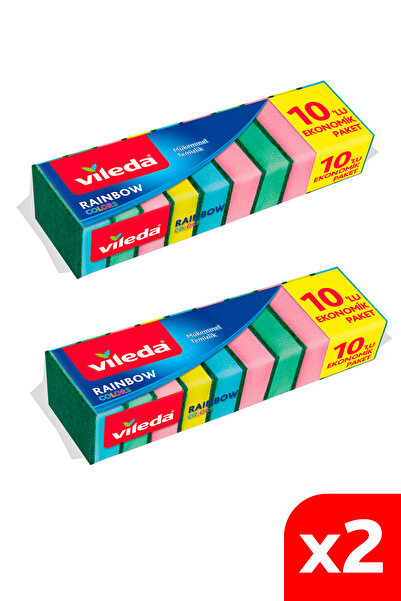 Vileda 2 Pack of 10 Rainbow Dish Sponges
