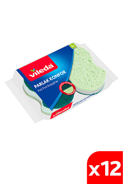 Vileda 12 Paket 2 Li Parlak Konfor Oluklu Bulaşık Süngeri