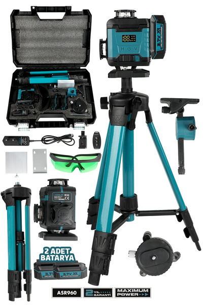 ASSUR Profesyonel 360 16 Köşe Otomatik Hizalama Tripod'lu Lazer Metre Hizalama