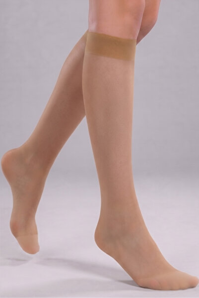 BELLA NOTTE Skin Color Below Knee Shiny Toe Socks